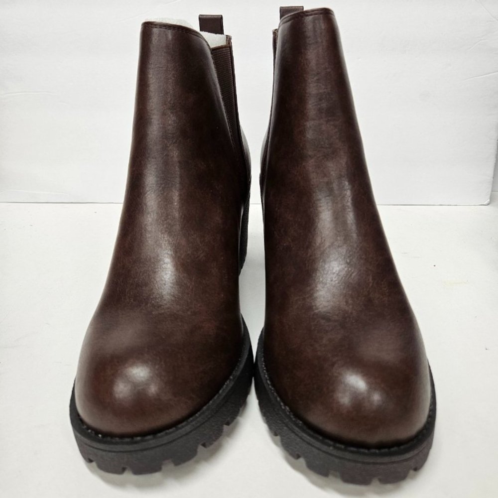 SODA Women's Mid Heel Ankle Boots, Origami, Brown - Size 10